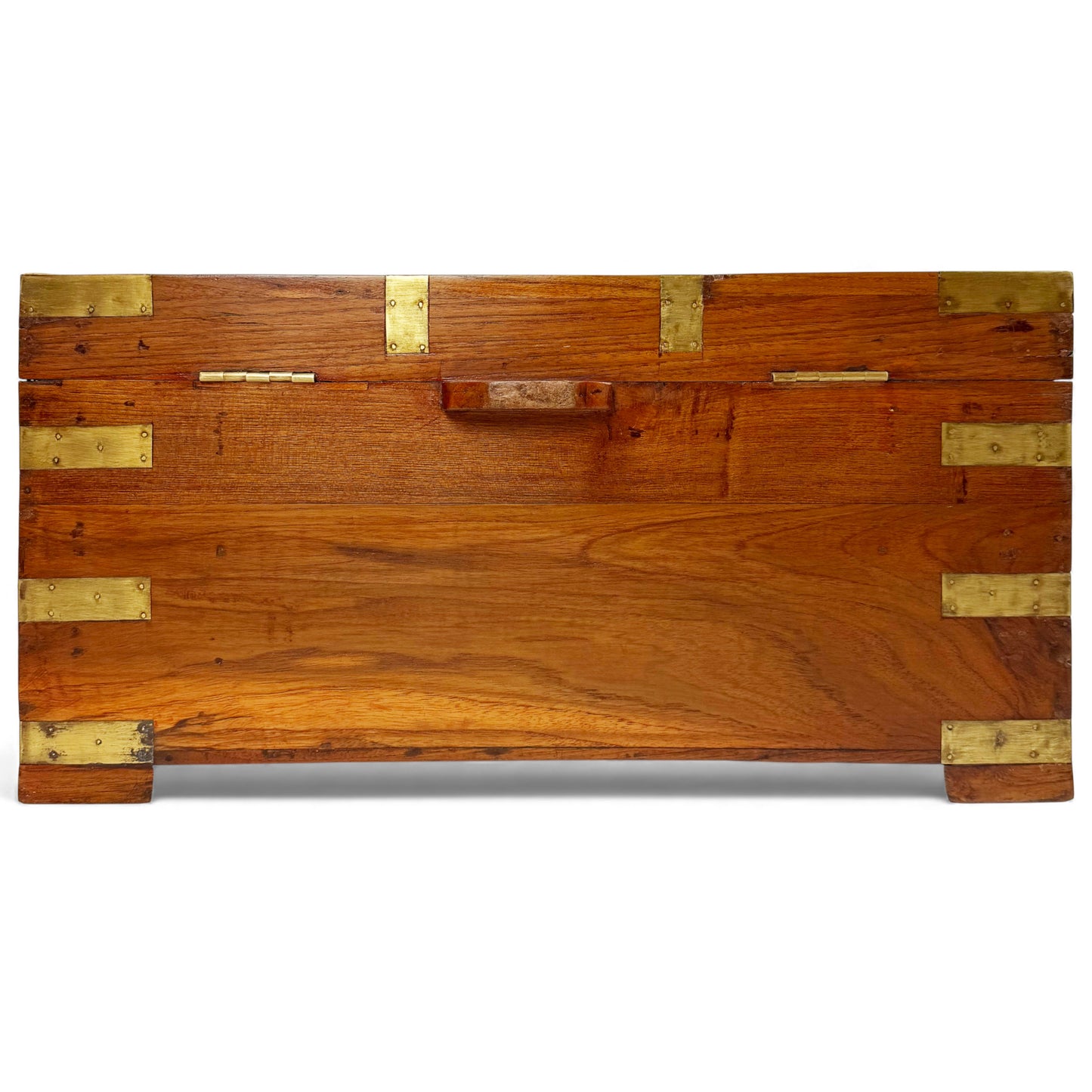 Anglo Indian Teak and Brass Trunk, 19th Century