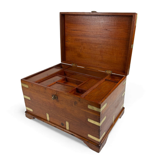 Large Teak and Brass Anglo-Indian Trunk, 19th Century