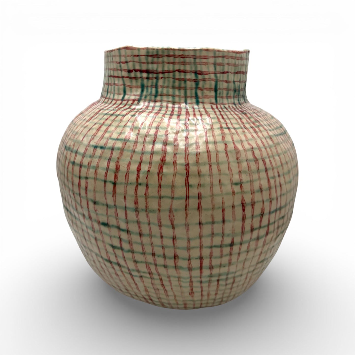 Large Red, Green and White Vase
