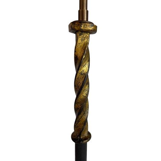 Gilt Iron and Leather Standing Lamp, Spain 1970s