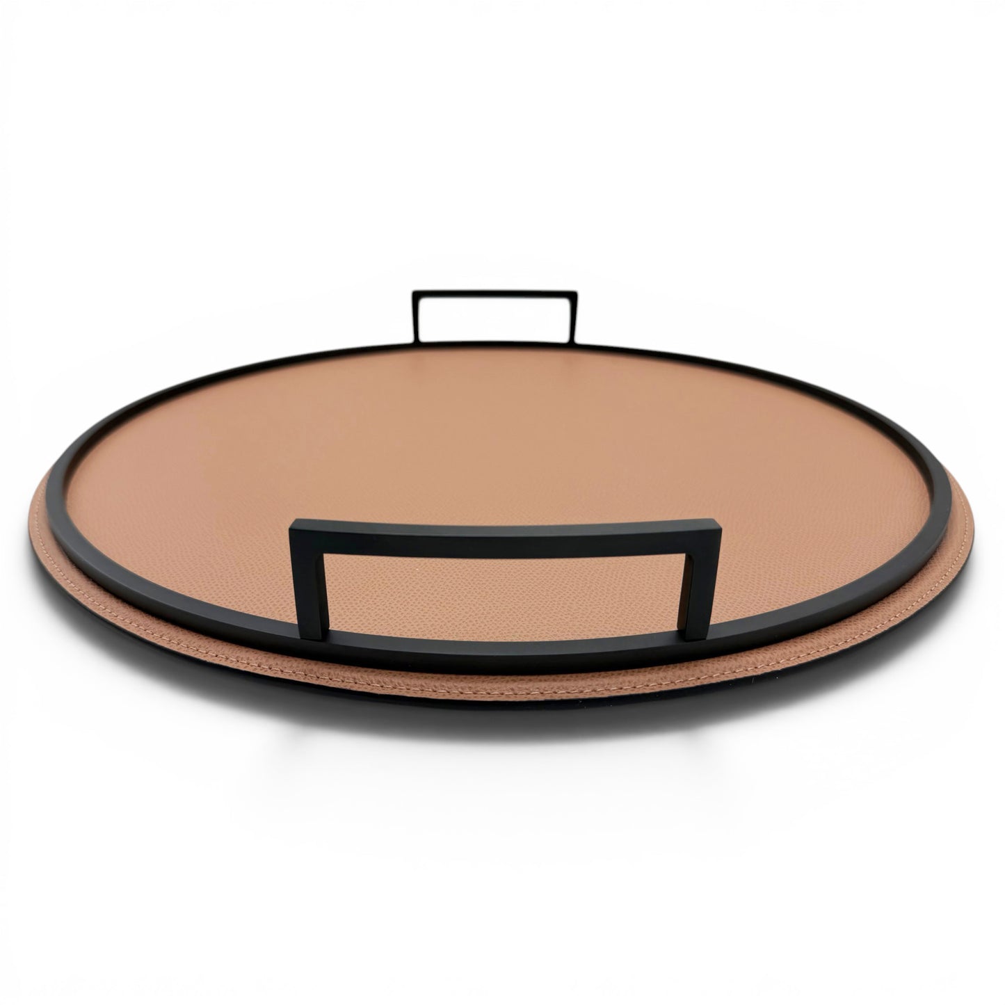 Italian Leather and Bronze Metal Tray