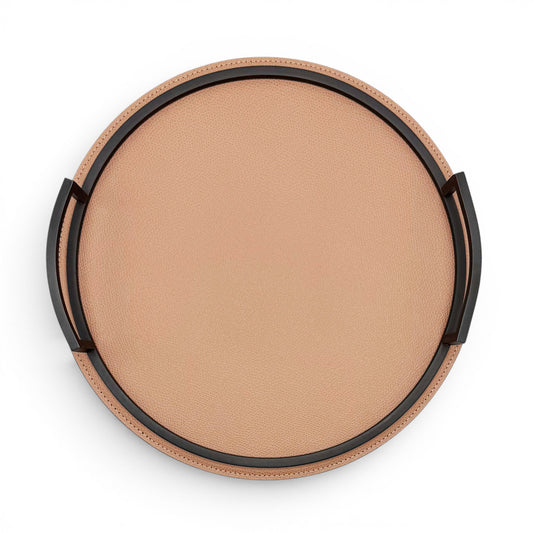 Italian Leather and Bronze Metal Tray