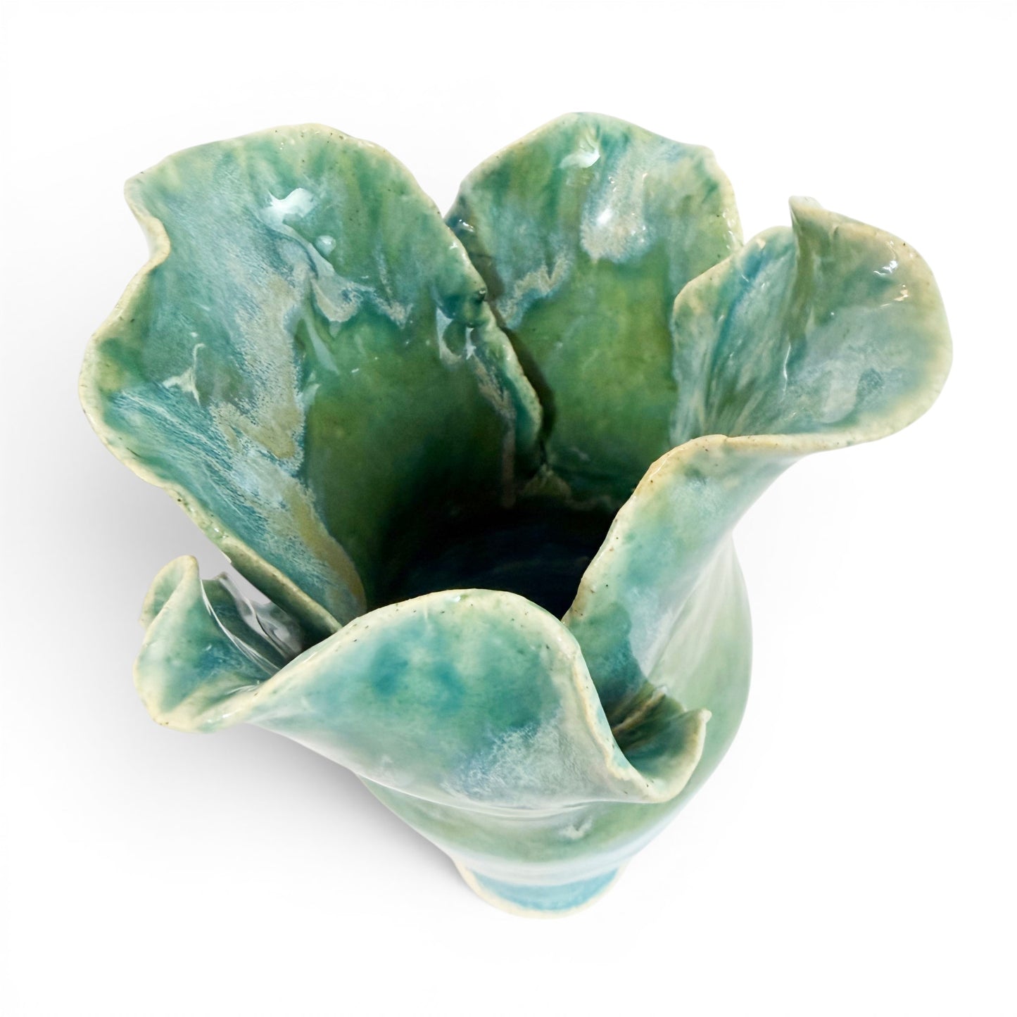 Blue and Green Leaf Vase