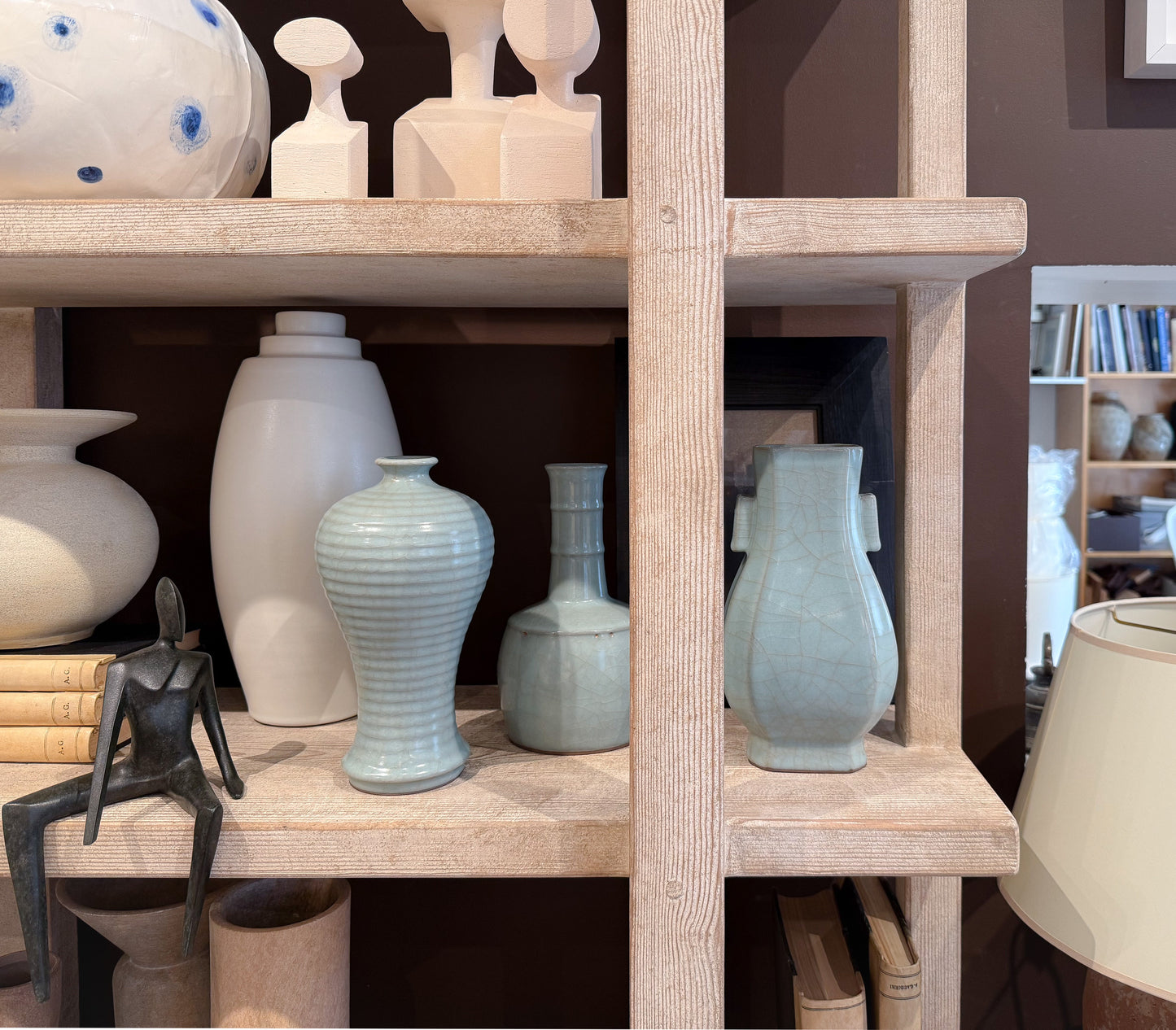 Ribbed Celadon Crackle Glaze Vase