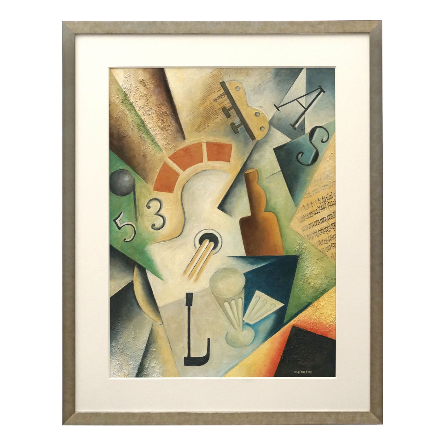 French Cubist Style Gouache Painting