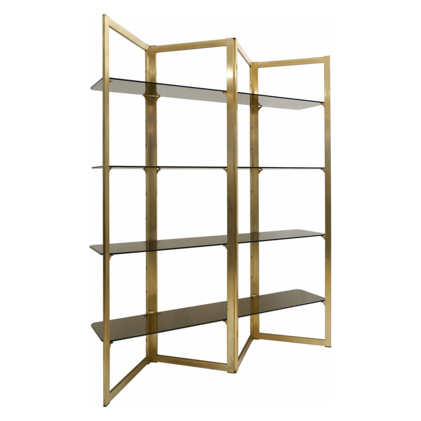 Brass Zig-Zag Etagere with Four Glass Shelves