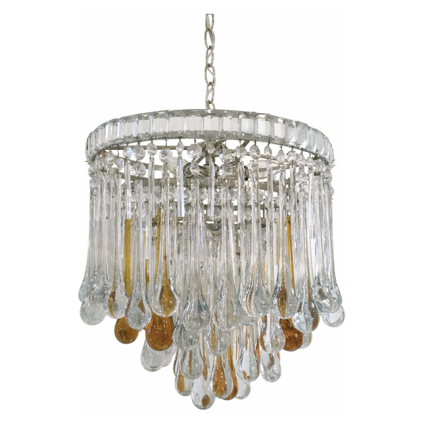 Circular Tear Drop Crystal Murano Glass Chandelier