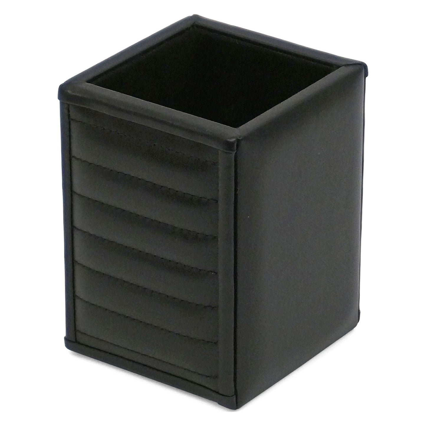 Italian Black Leather Pen Cup