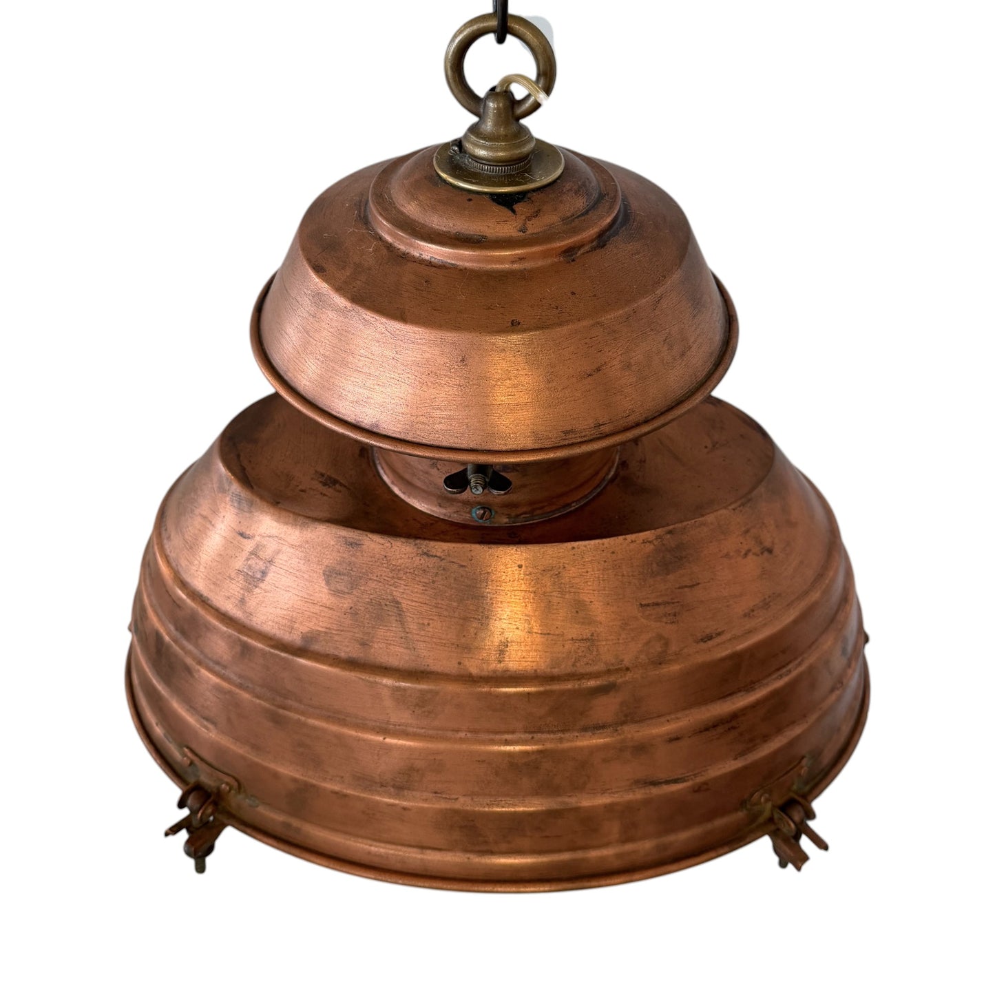 Antique French Oval Stepped Copper Lantern