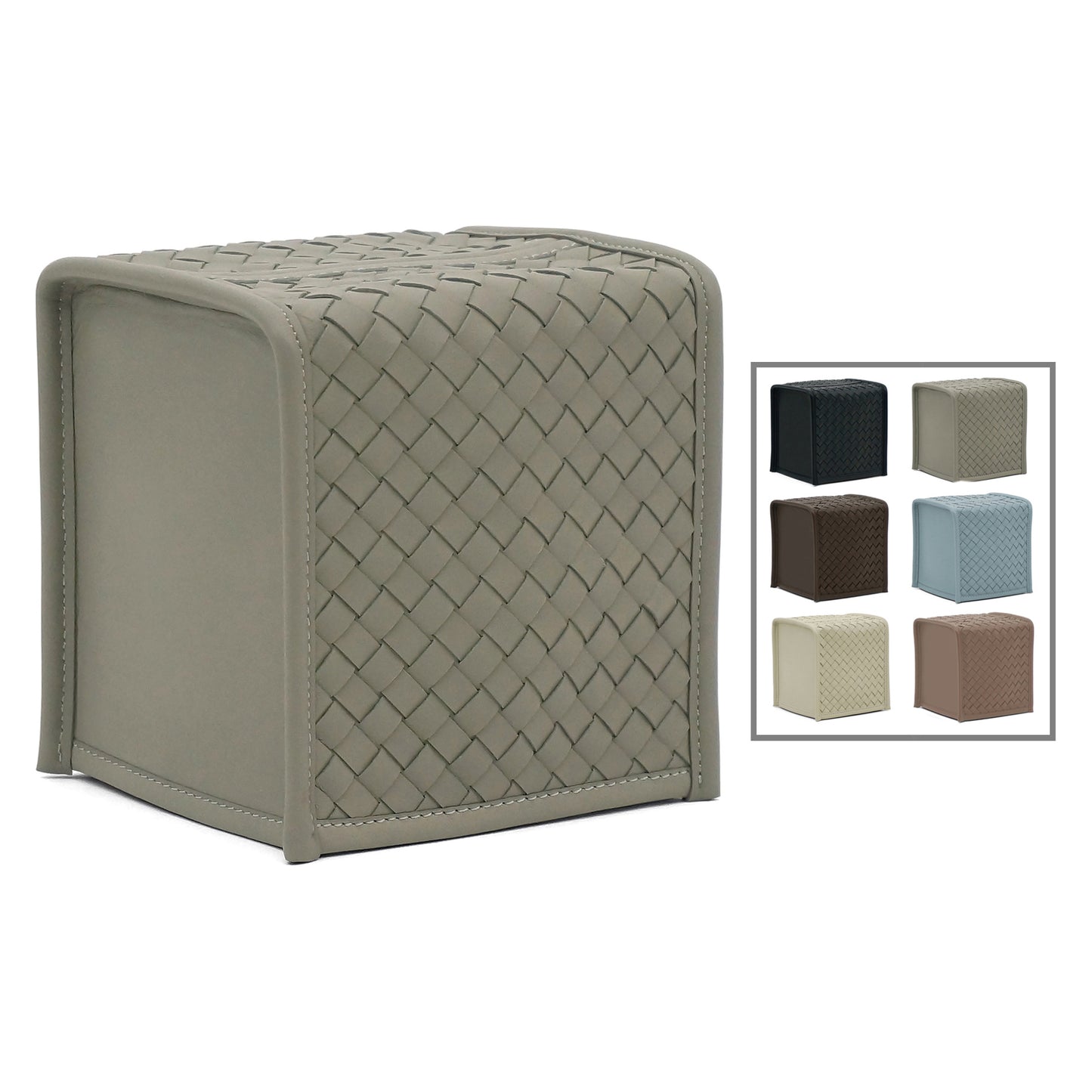 Woven Leather Tissue Box Cover