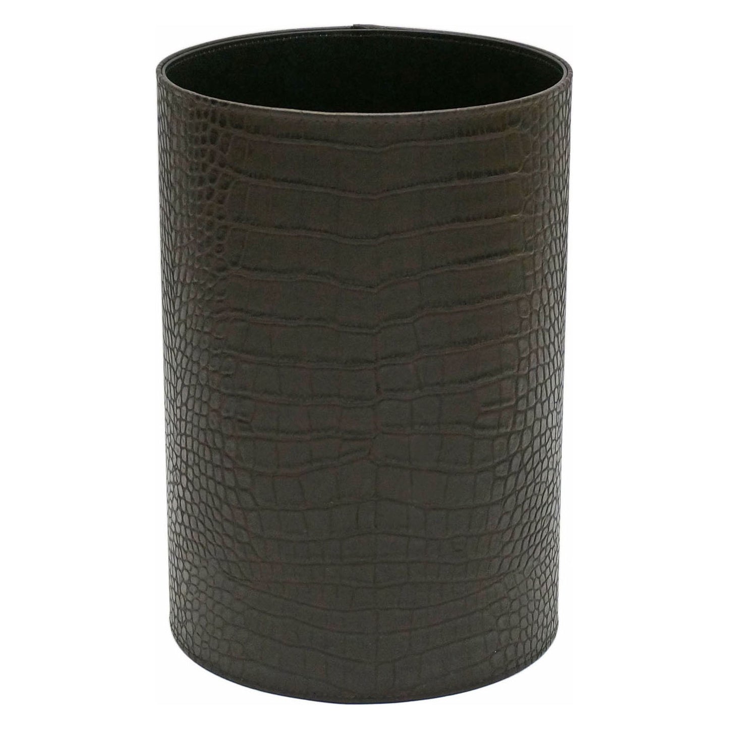 Italian Brown Printed Crocodile Waste Basket