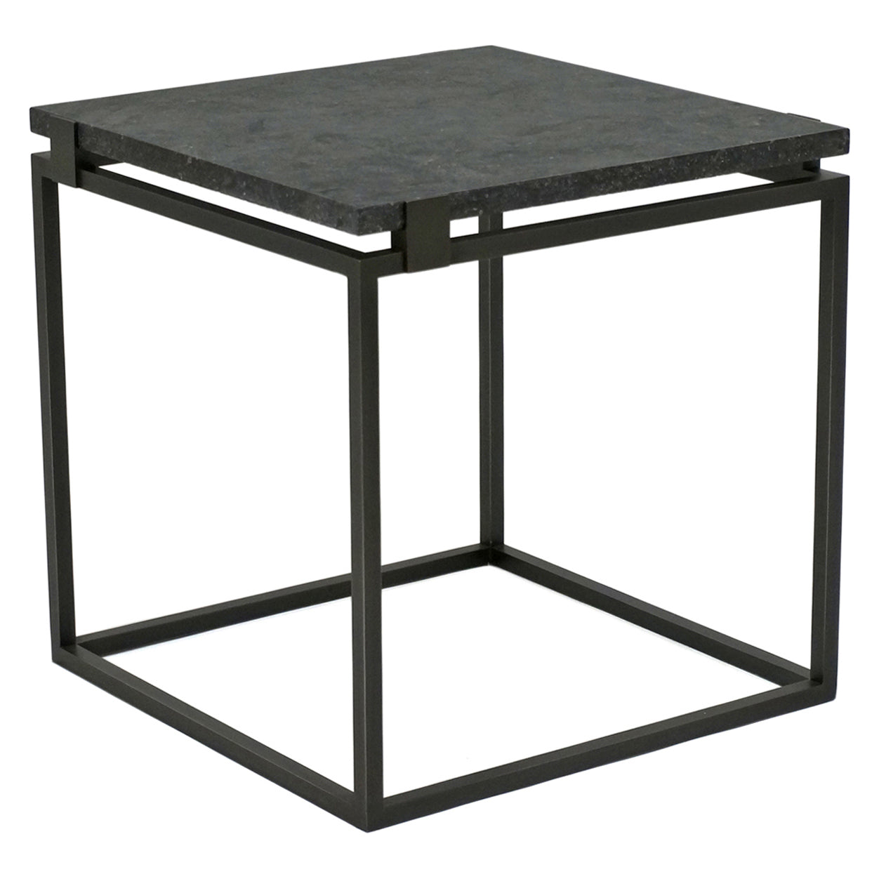Square Iron Table with Floating Belgian Bluestone Top