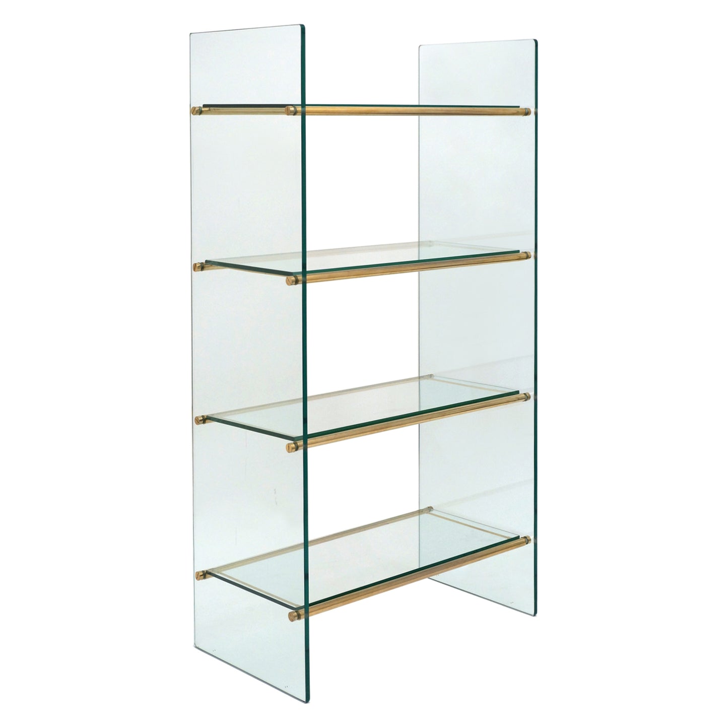 Four Shelf Brass and Glass Etagere