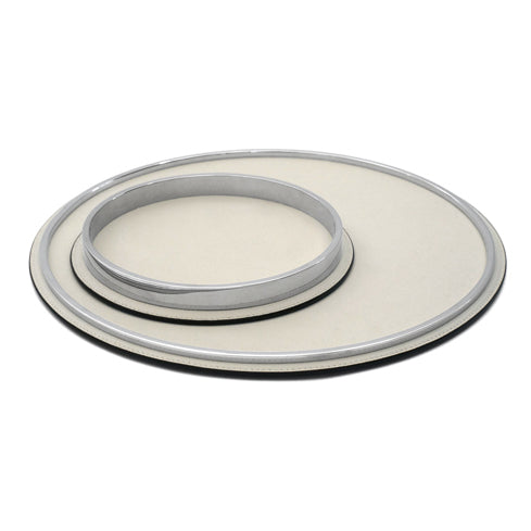 Italian Round Leather and Chrome Tray