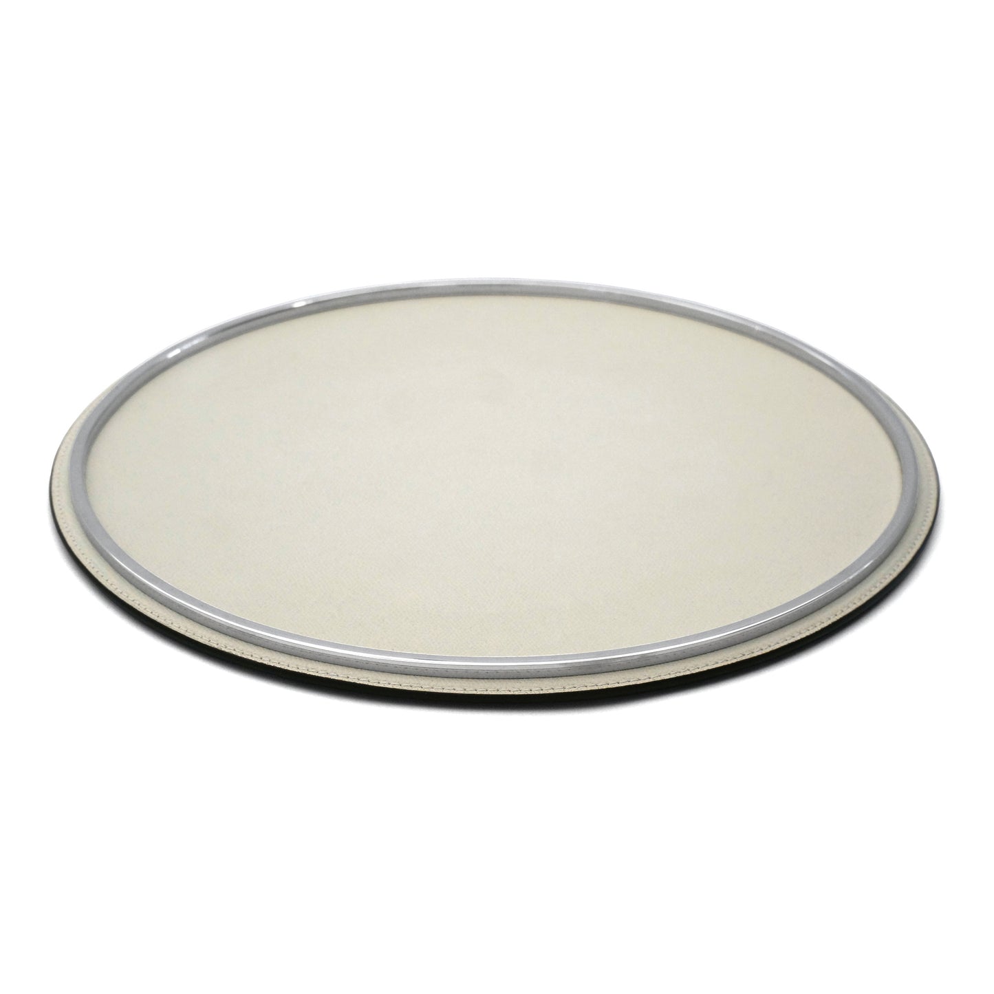 Italian Round Leather and Chrome Tray