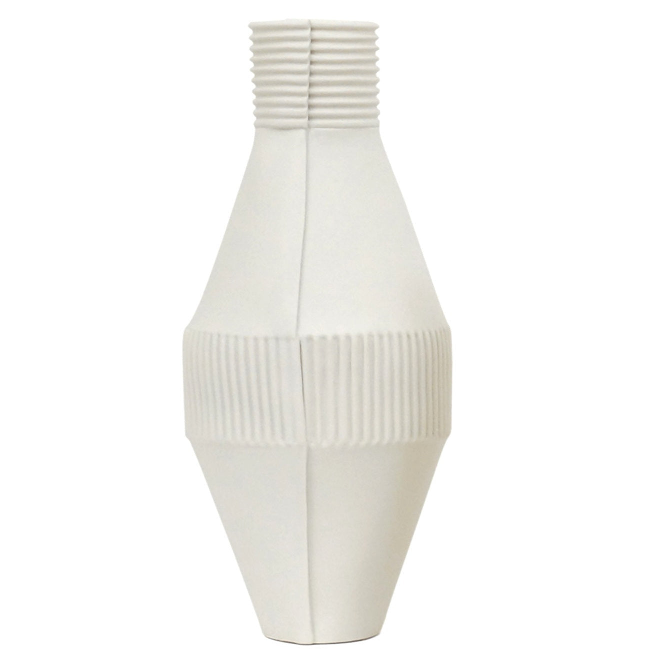 White Porcelain Corrugated Vase