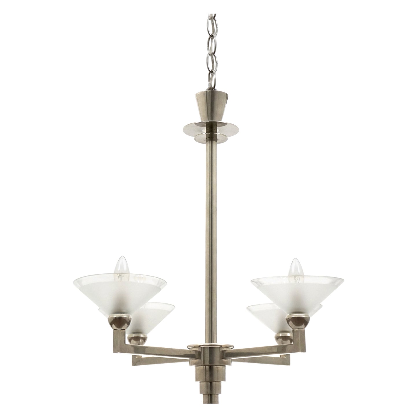 Polished Steel Four Light Chandelier