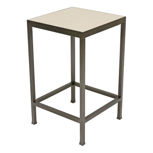 Square Steel and Marble Side Table