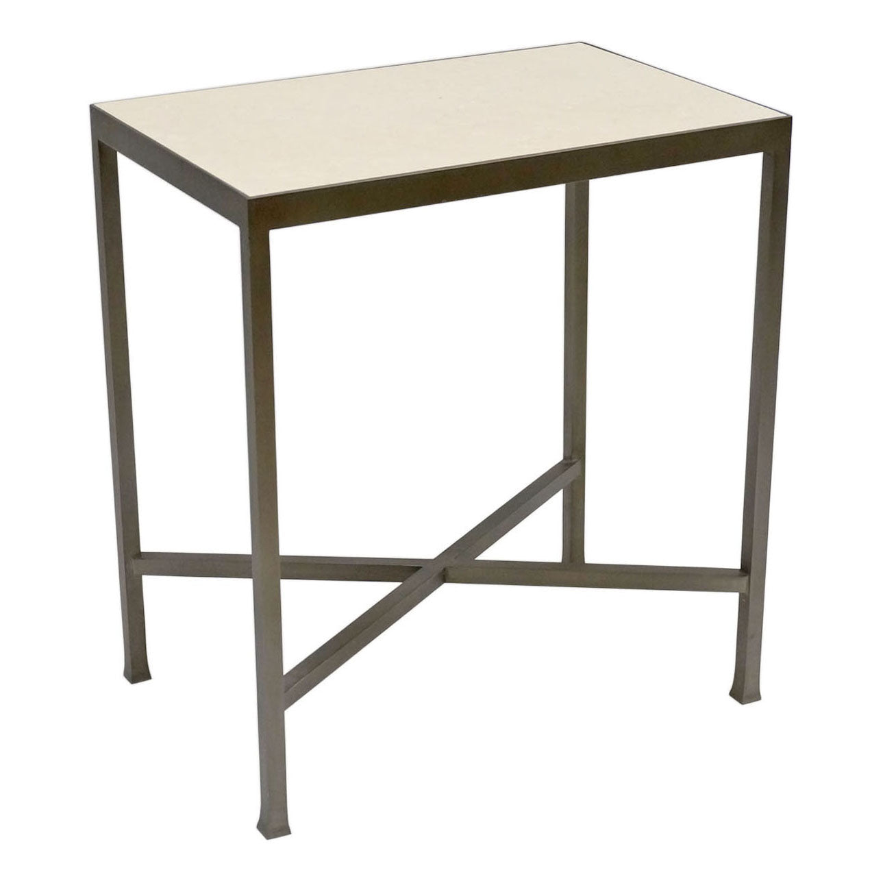 Rectangular Steel and Marble Side Table