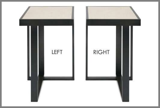 Rectangular Iron and Travertine Asymmetrical Drinks Table