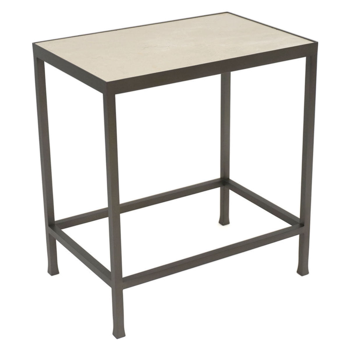 Rectangular Steel and Creme Marfil Marble Side Table