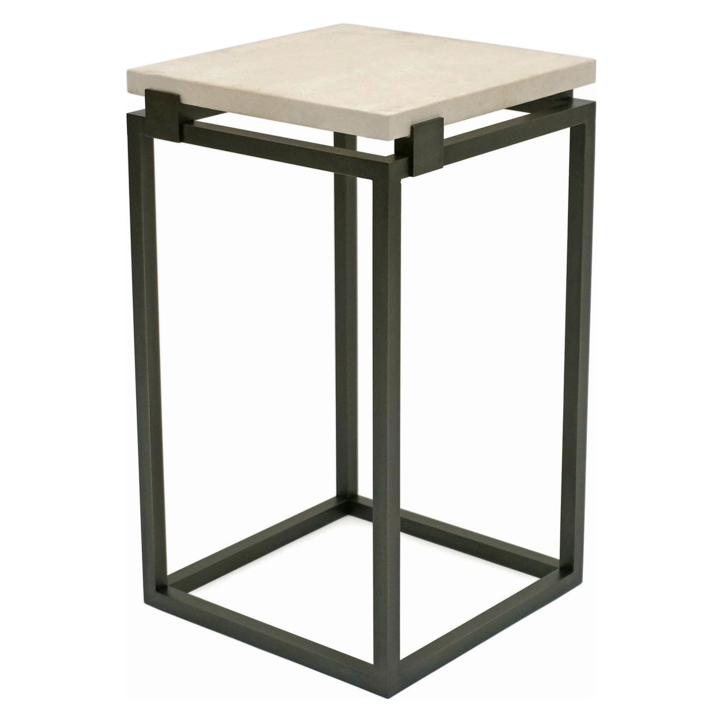 Square Iron Table with Floating Creme Marfil Top