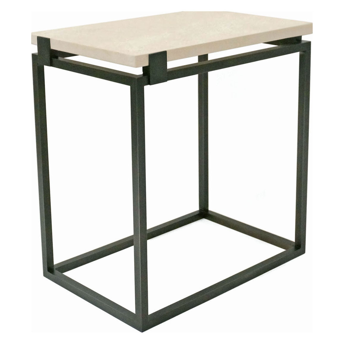 Rectangular Iron Table with Floating Creme Marfil Top