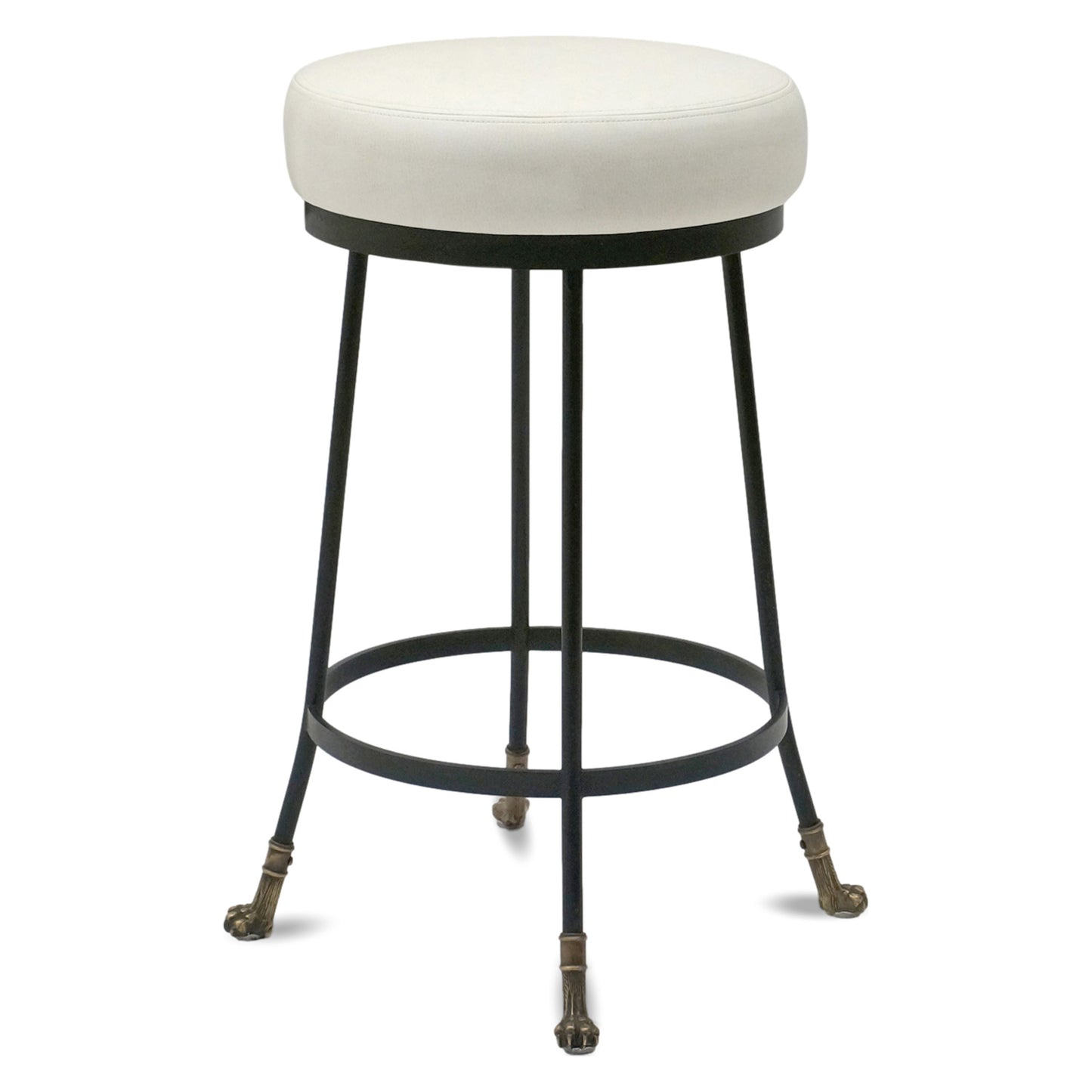 Counter Height Cast Bronze and Black Iron Barstool