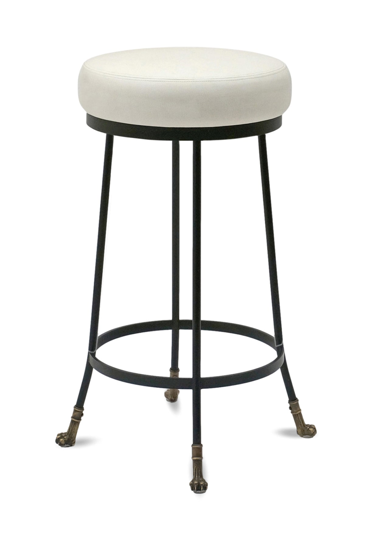 Counter Height Cast Bronze and Black Iron Barstool