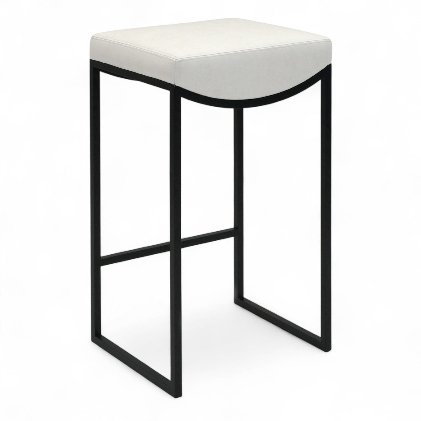 Black Metal Bar Stool With Upholstered Seat