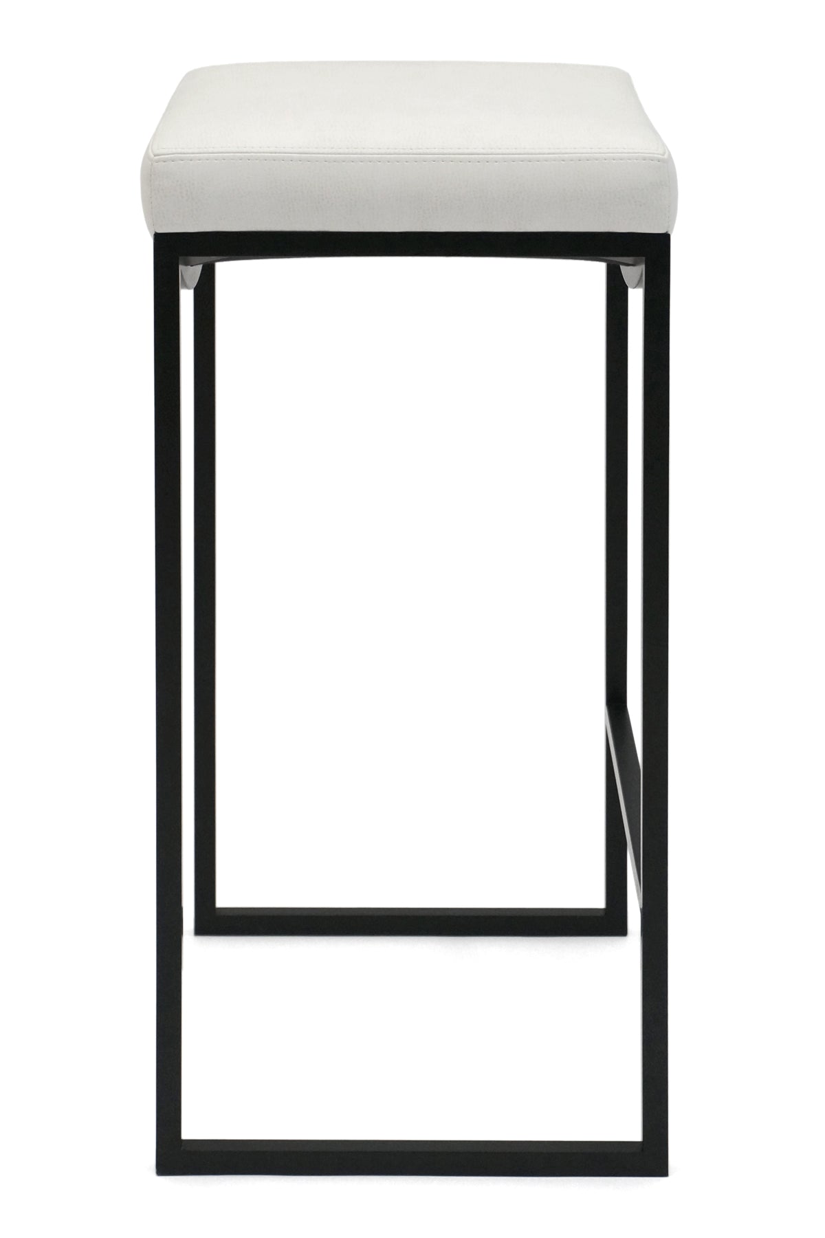 Black Metal Bar Stool With Upholstered Seat