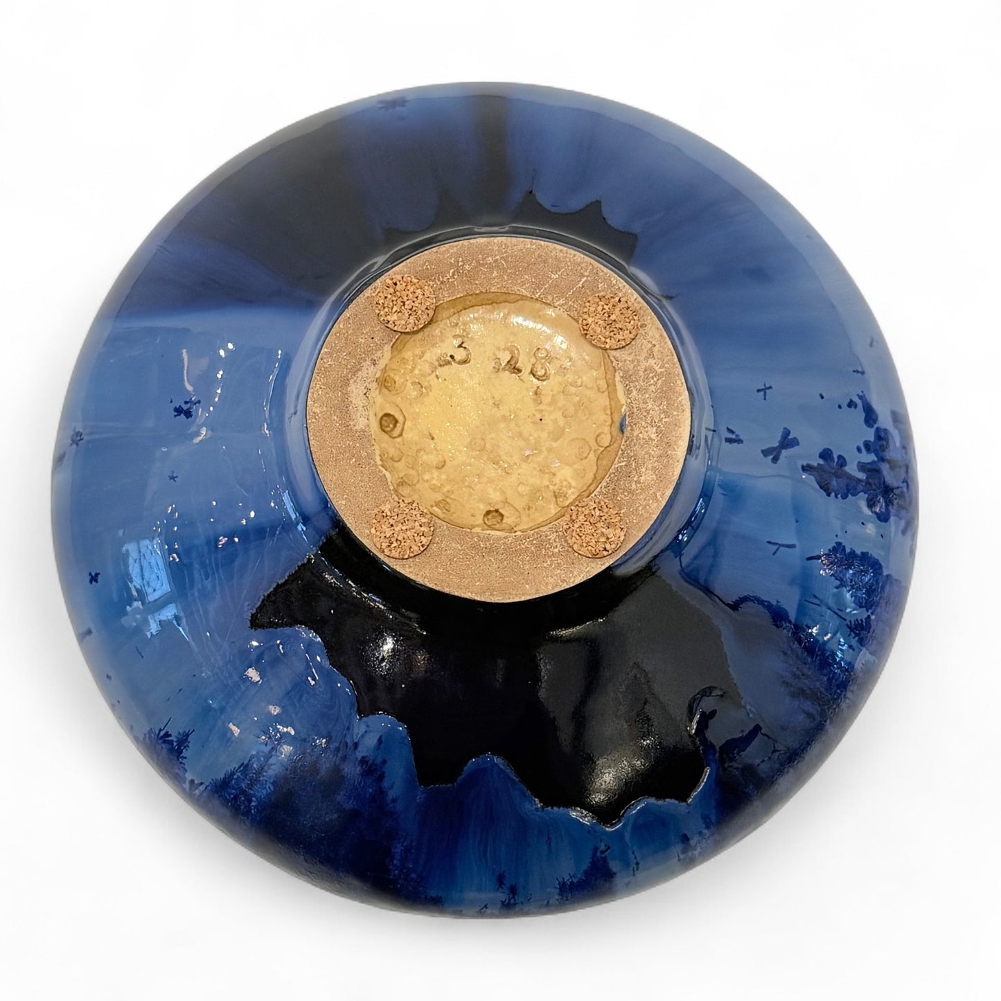 Blue Crystalline Double Handle Vase by Pierrefonds