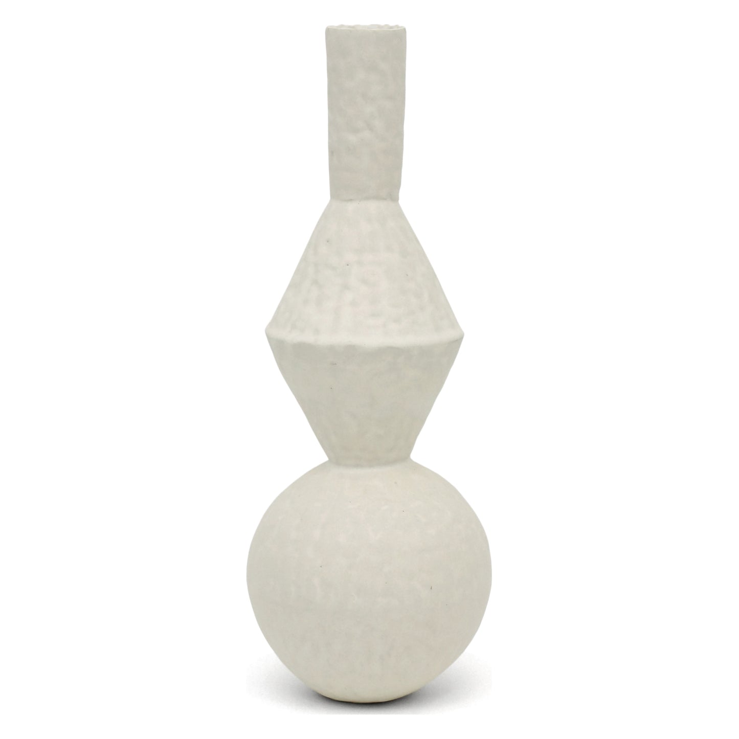Pinched White Stoneware Vase