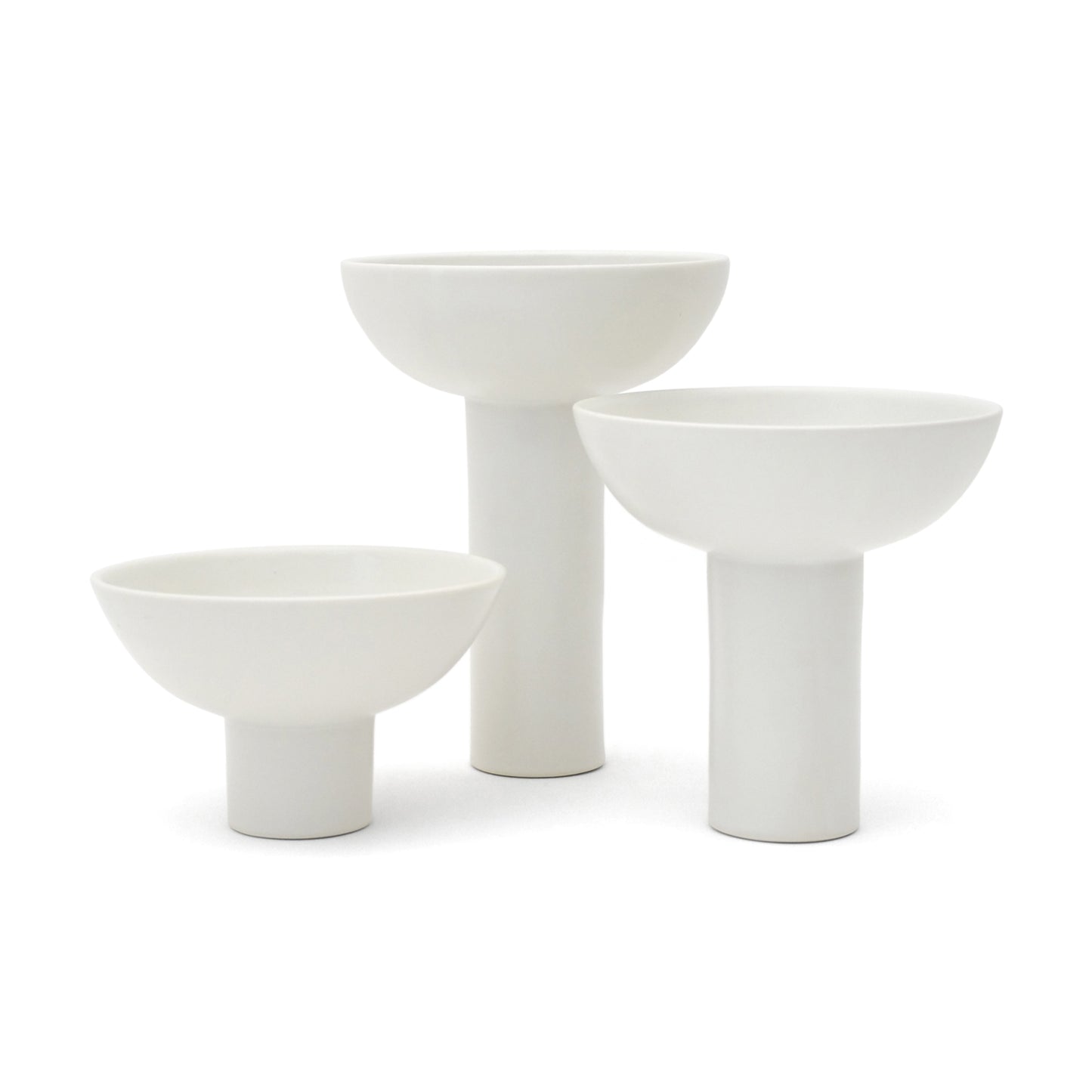Set of Three Porcelain Pedestal Bowls