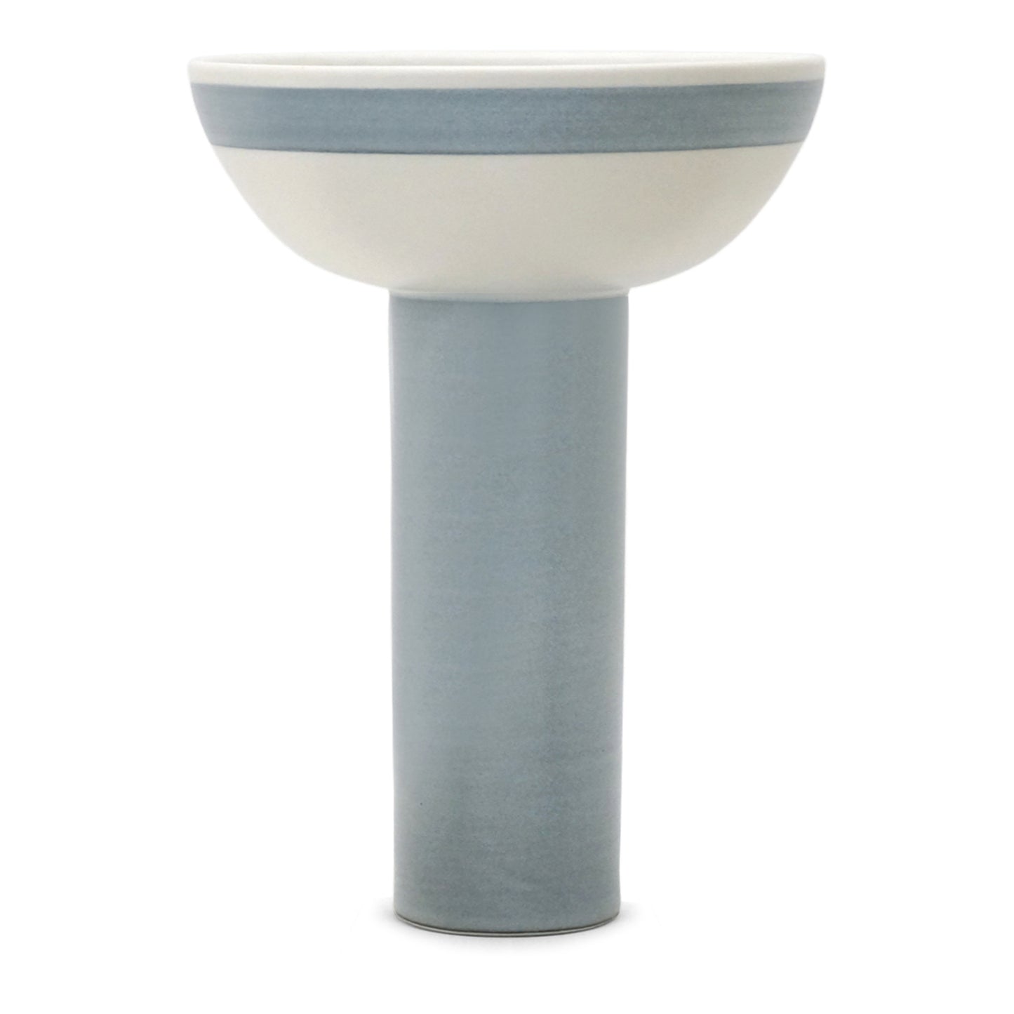 Tall Porcelain Blue Banded Pedestal Bowl