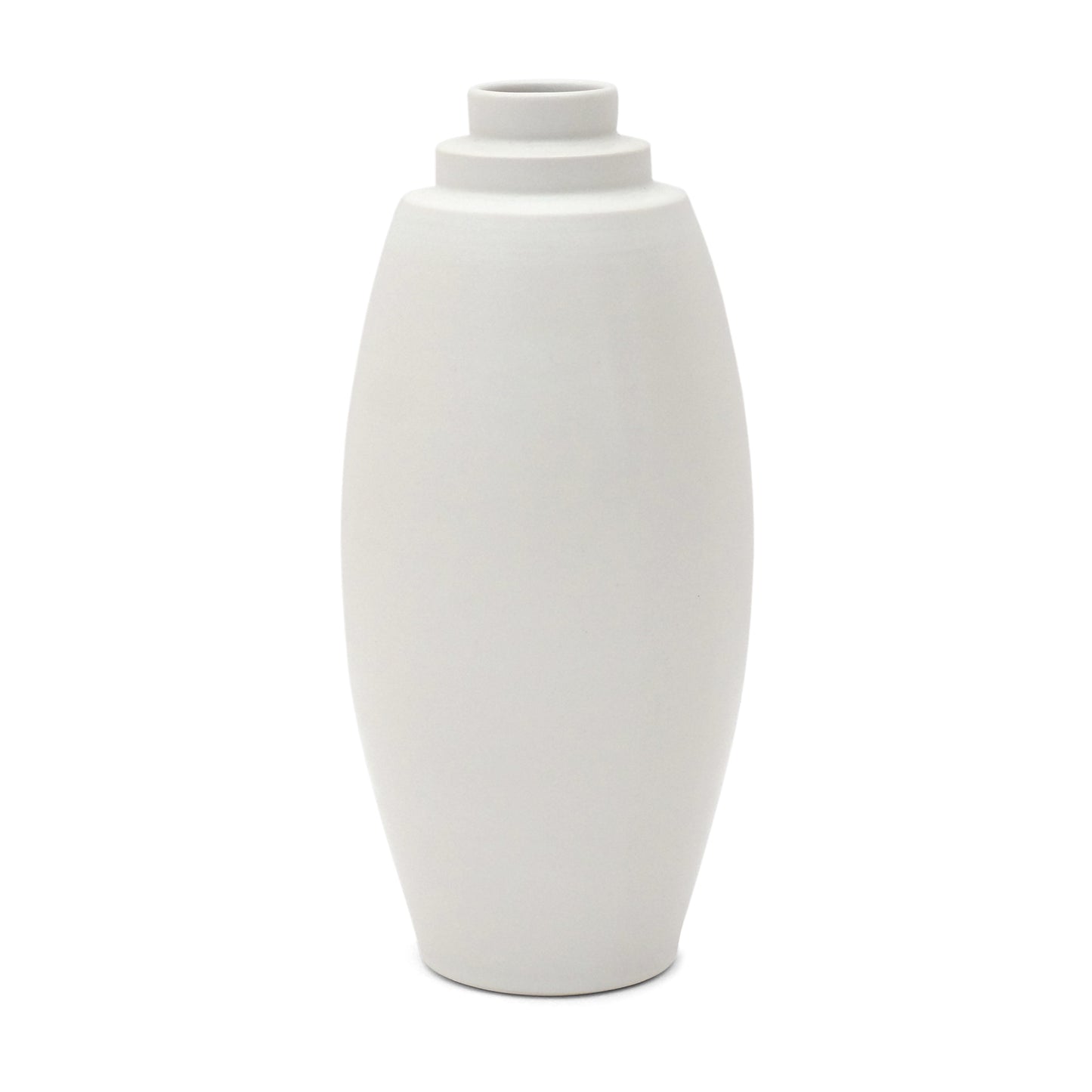 Tall White Porcelain Stepped Vase