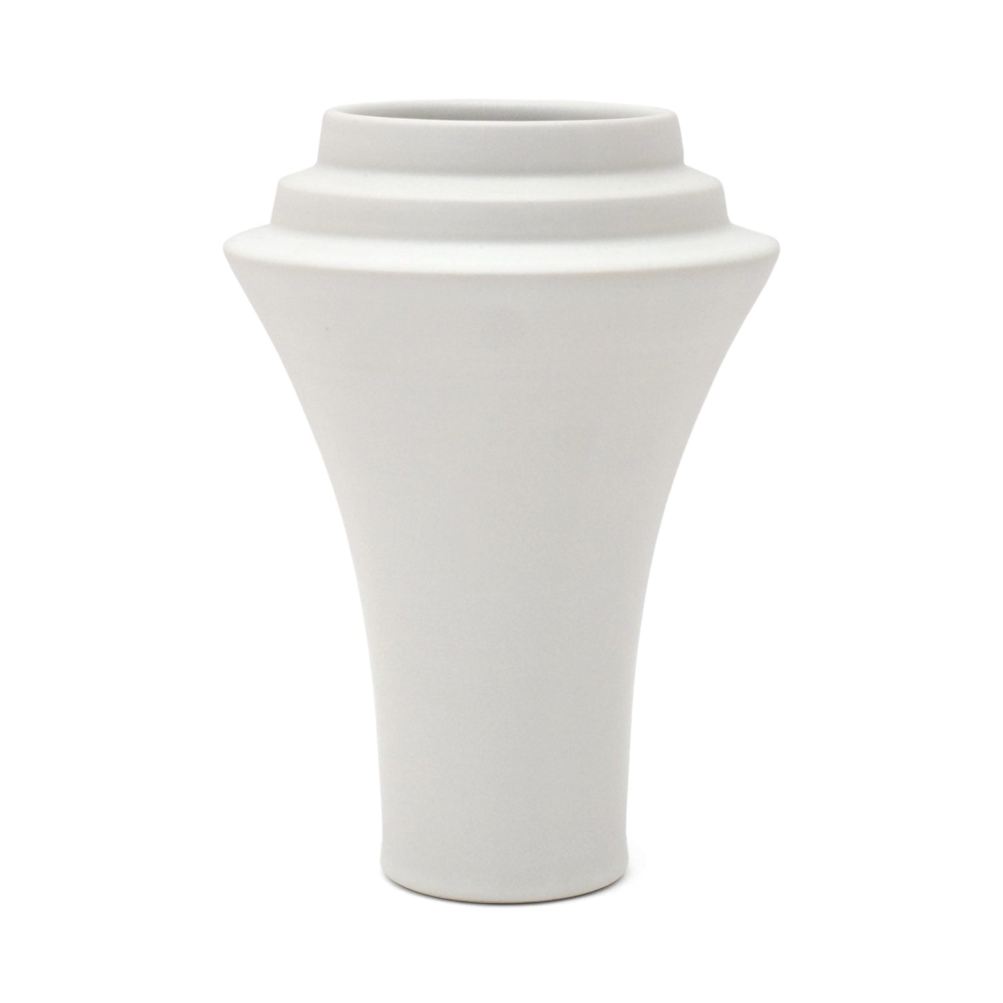 Flared White Porcelain Stepped Vase