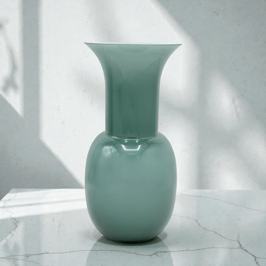 Green Murano Glass Trumpet Vase