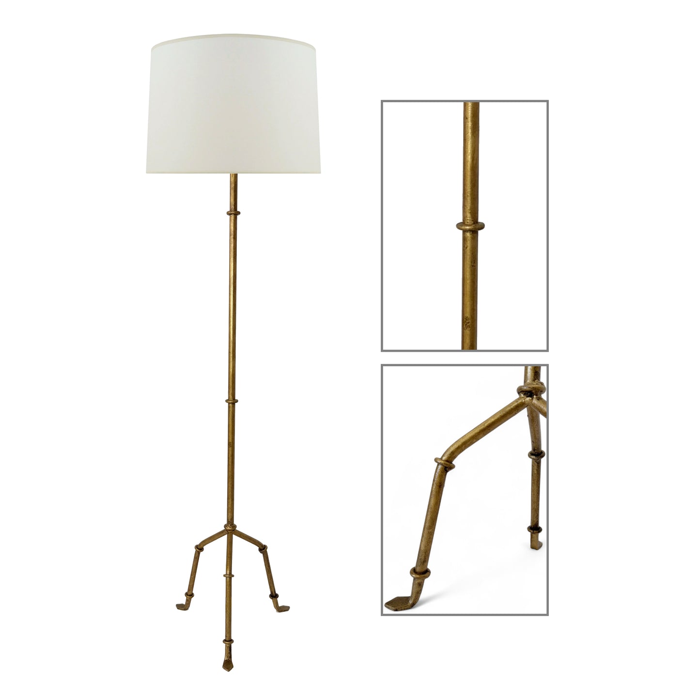 Gilt Iron Standing Lamp on Stylized Base