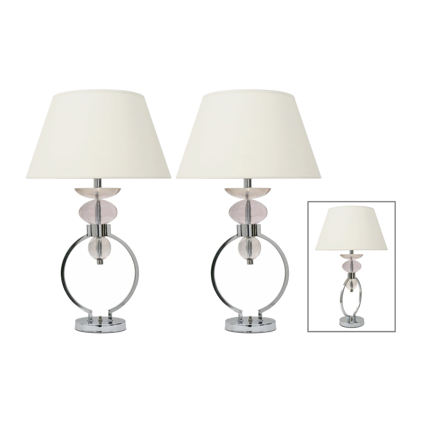 Pair of Chrome and Lucite Lamps