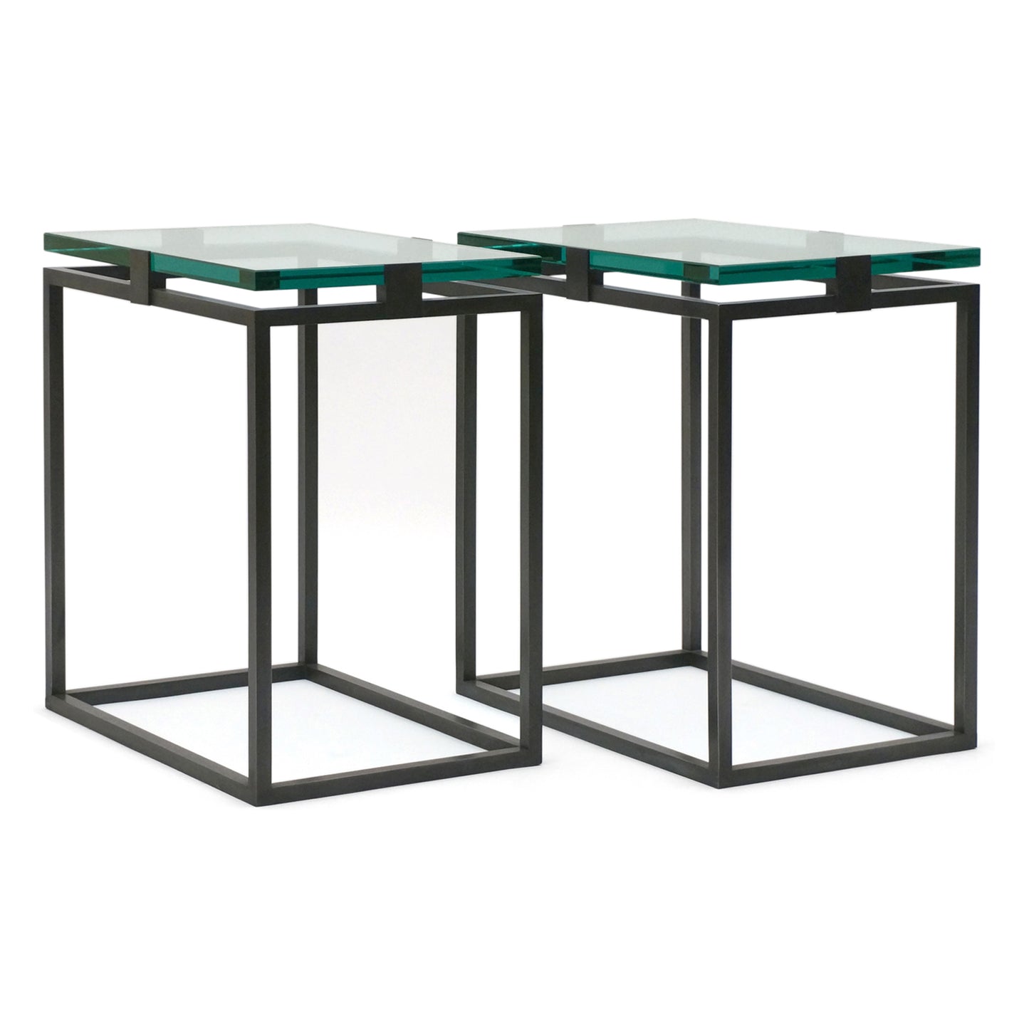 Pair of Iron Tables with Glass