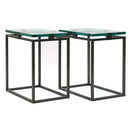 Pair of Iron Tables with Glass