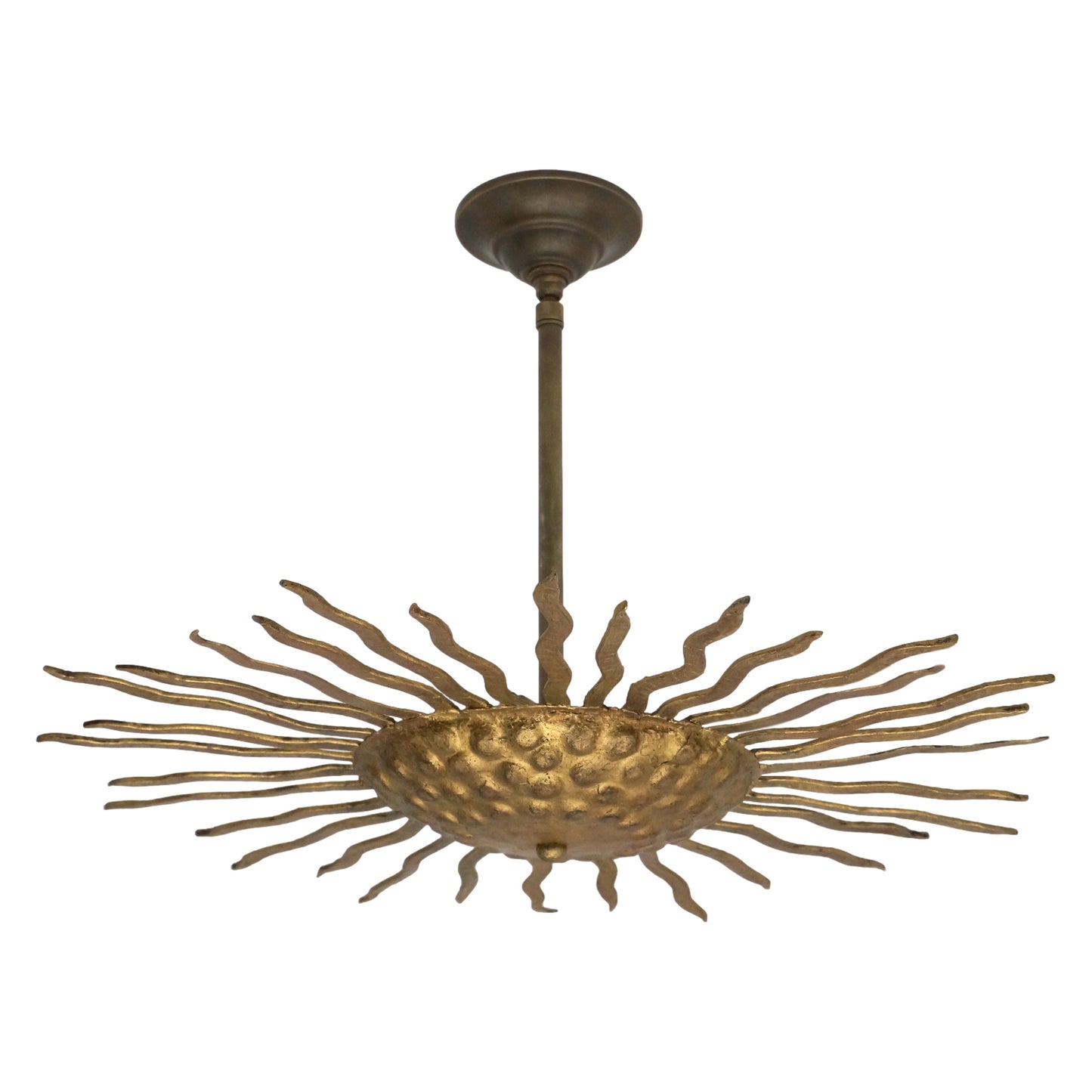 Gilt Iron Sunburst Light Fixture