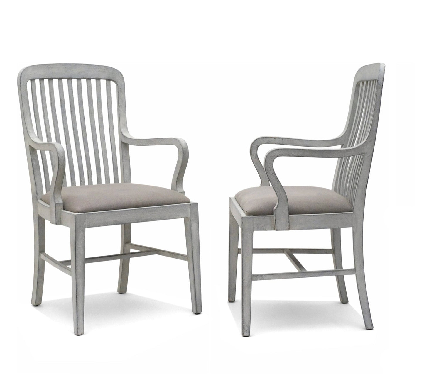 Pair of Gray Painted Wood Chairs