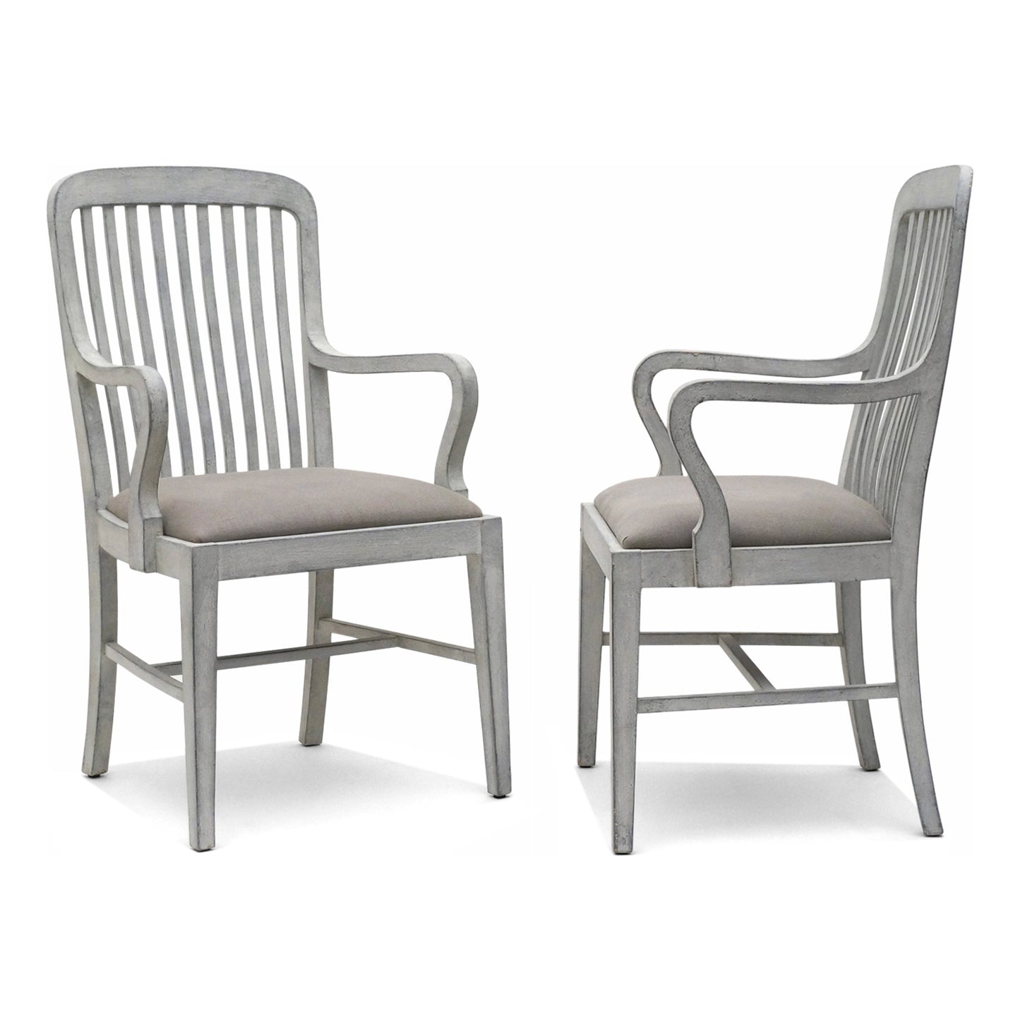 Pair of Gray Painted Wood Chairs