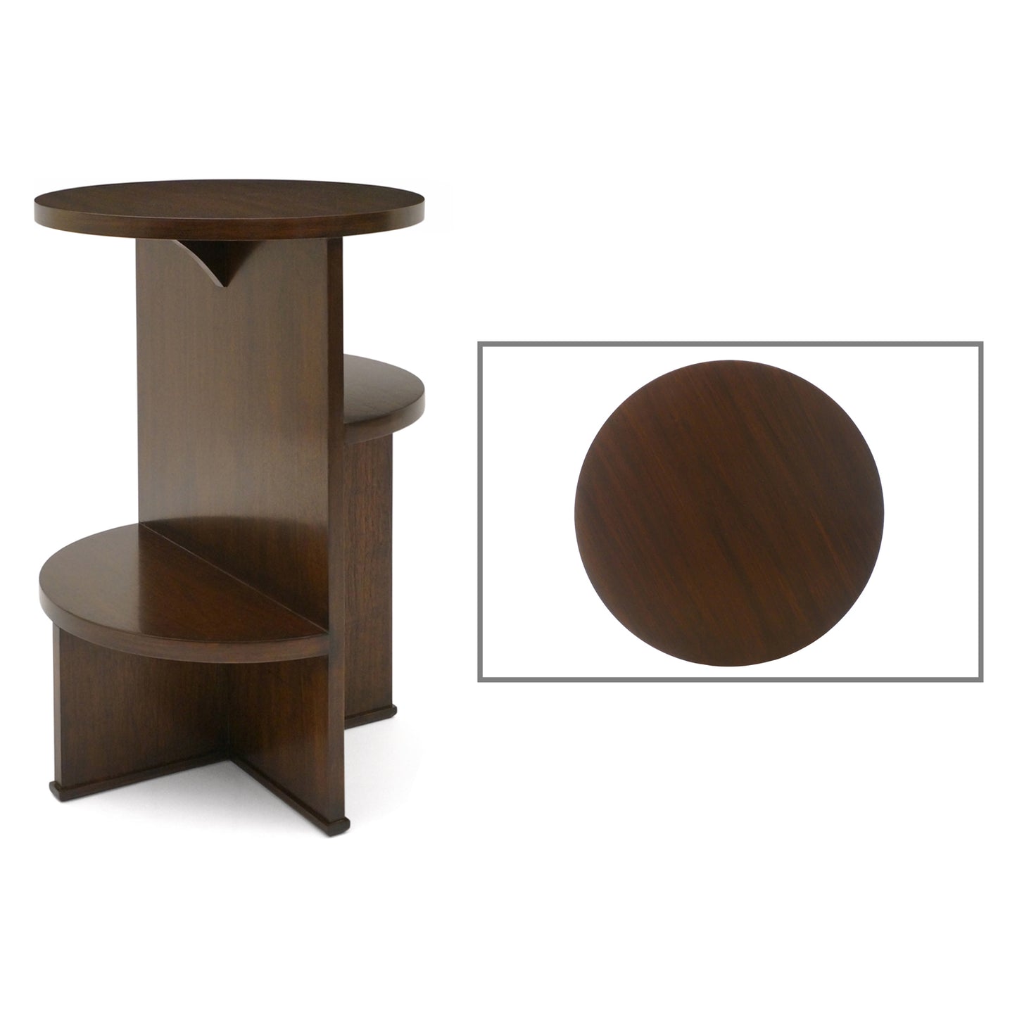 Circular Walnut Asymmetrical Table