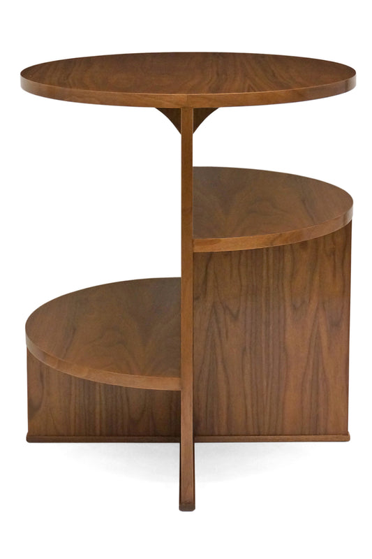 Circular Walnut Asymmetrical Table
