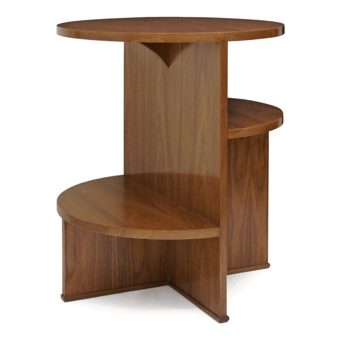 Circular Walnut Asymmetrical Table
