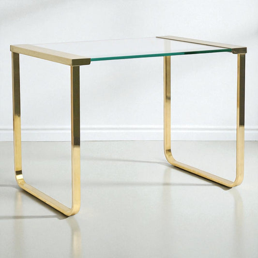 Brass and Glass End Table by Sergio Mazza