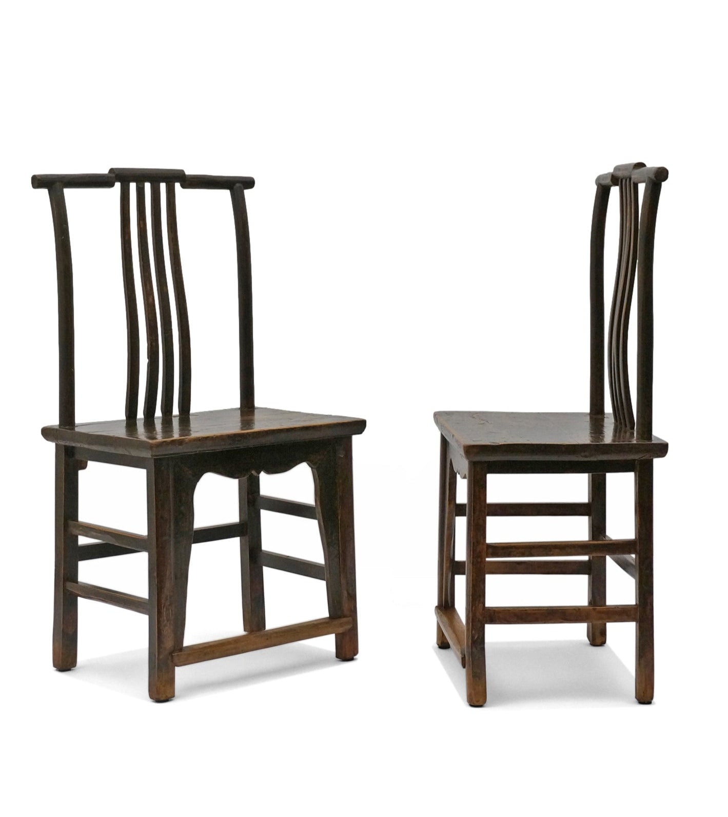 Pair of Antique Chinese Elm Wood Chairs